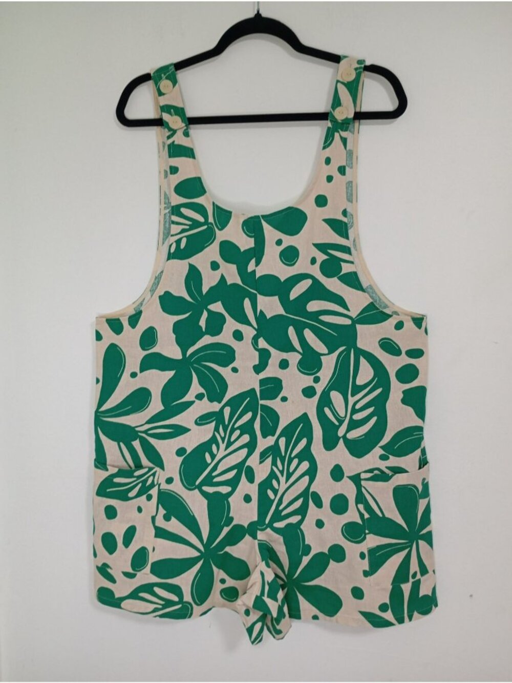 Anthropologie Corey Lynn Calter Romper Green Tank Linen-Blend Pockets Size M - Picture 2 of 13